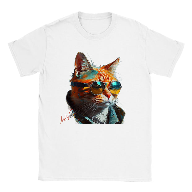 Unisex Trend Art Design T-Shirt. Cat with glasses. Luisa Viktoria