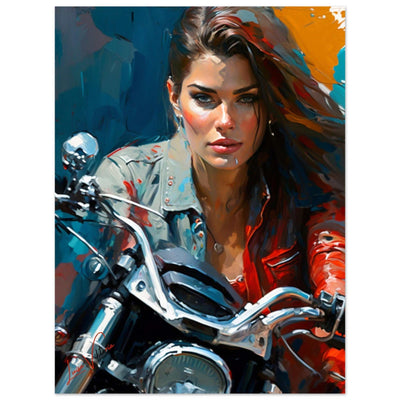 Bike and woman colorful poster art print Luisa-Viktoria