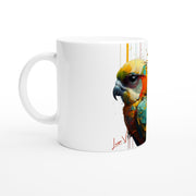 Ceramic Mug 11oz, Budgies, Design gift, by Luisa Viktoria