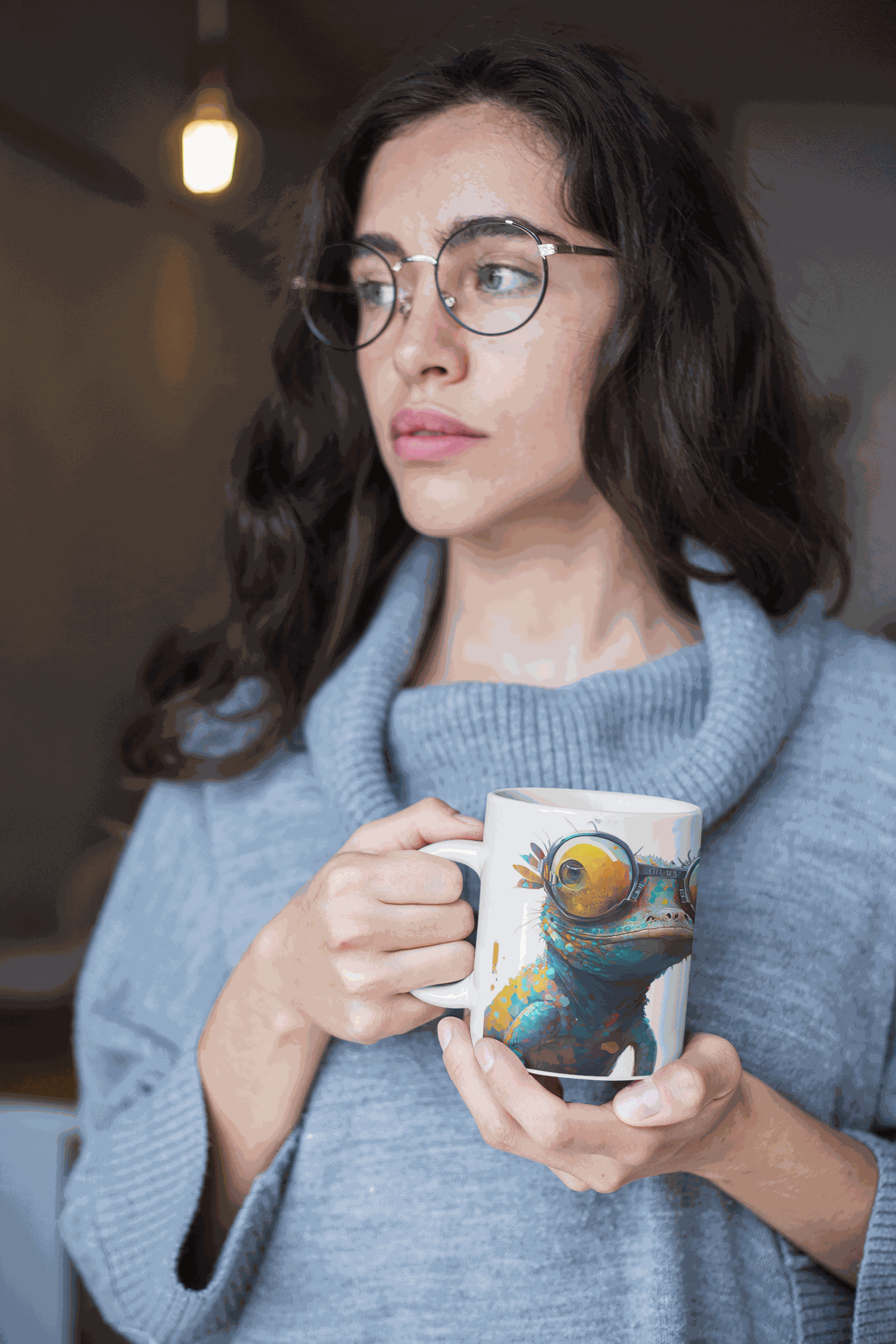Gecko with glasses ceramic coffee mug