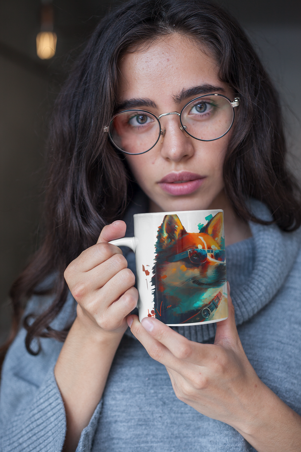 Ceramic Mug 11oz, Akita, Design gift, by Luisa Viktoria