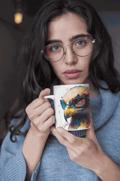 Eagle with glasses ceramic coffee mug