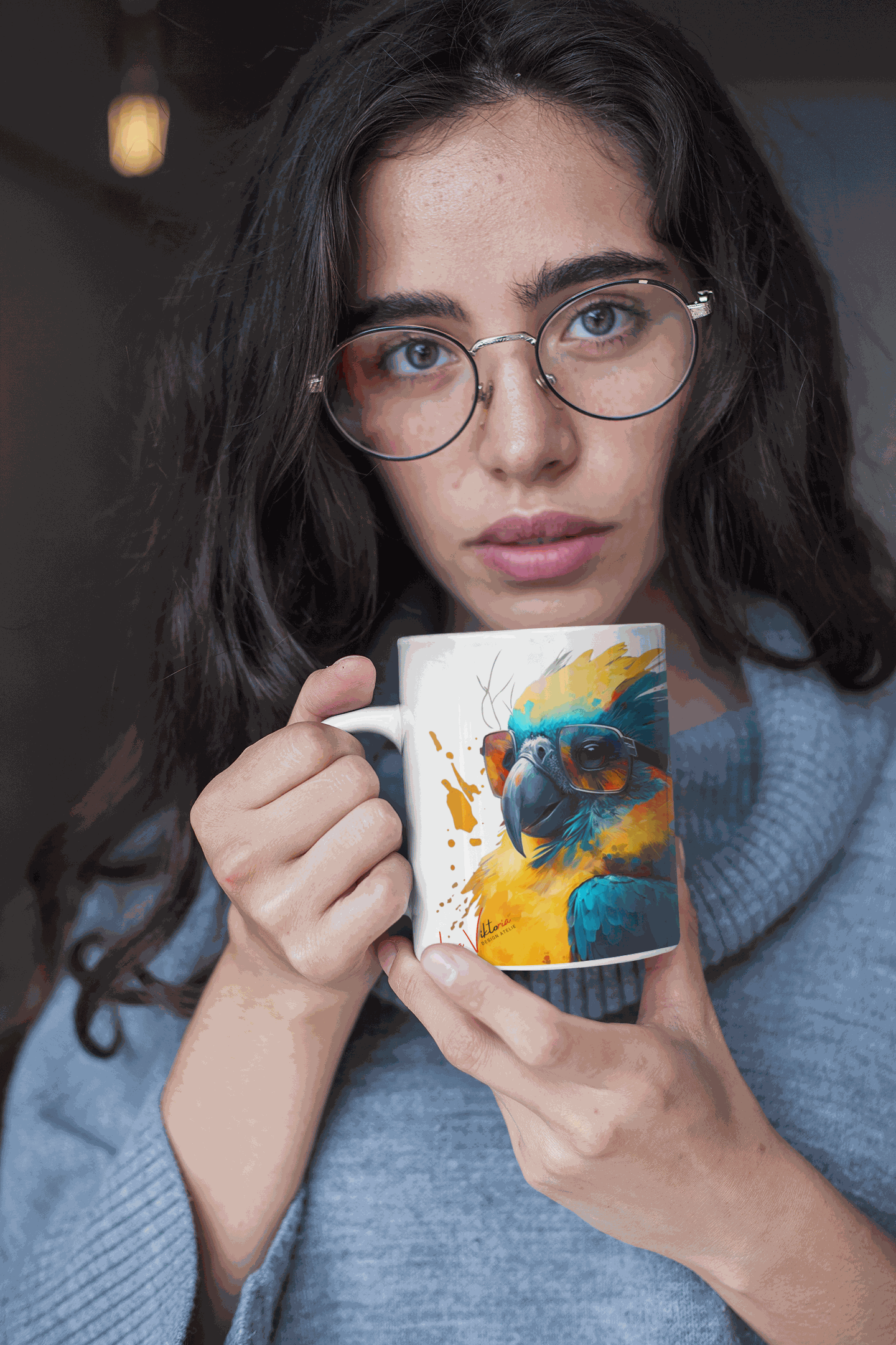 parrot ceramic coffee mug