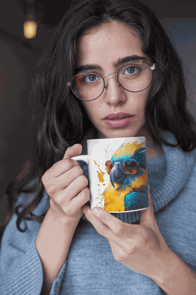 parrot ceramic coffee mug
