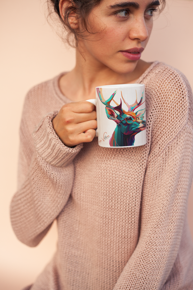 Deer ceramic coffee mug