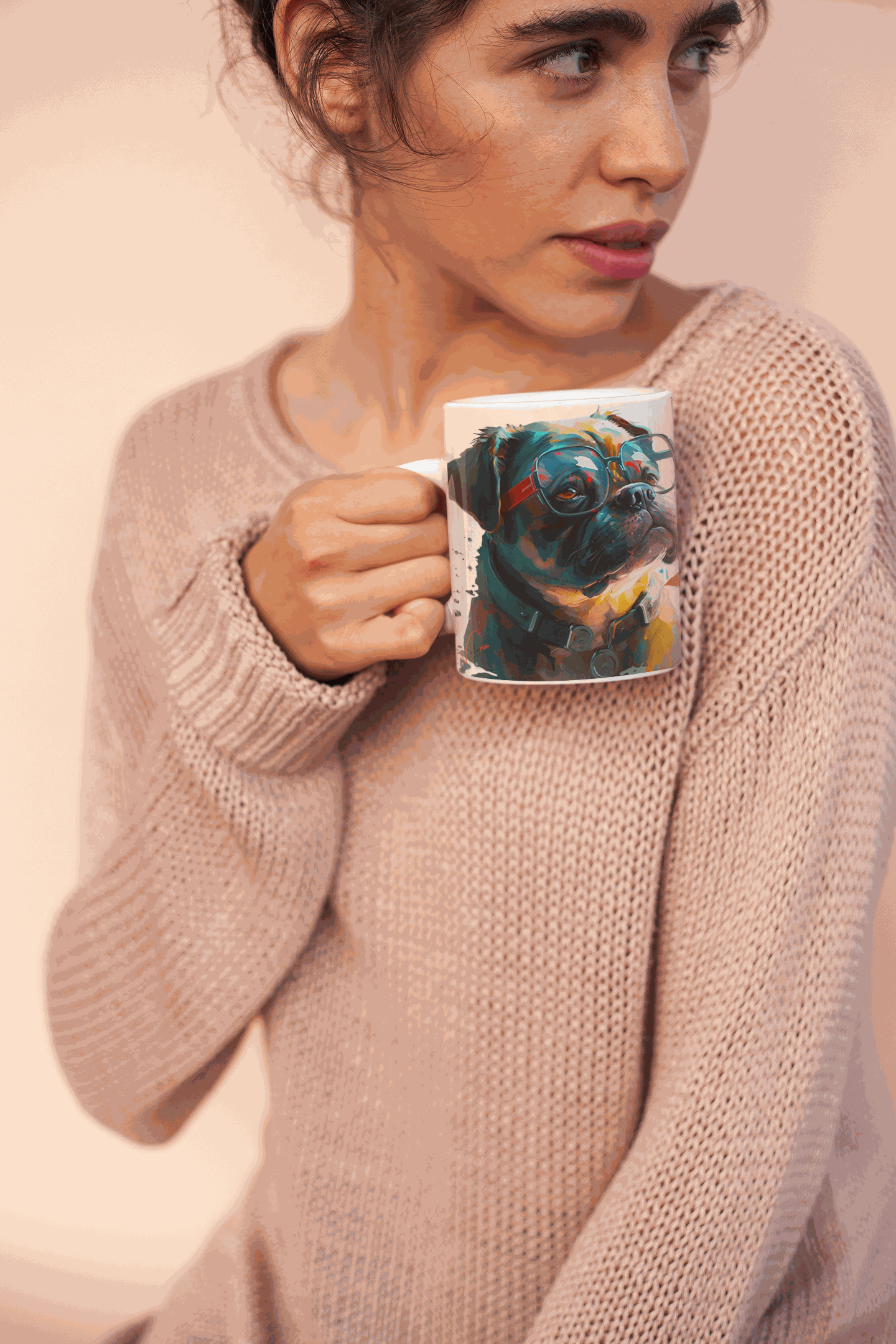 Pug ceramic coffee mug