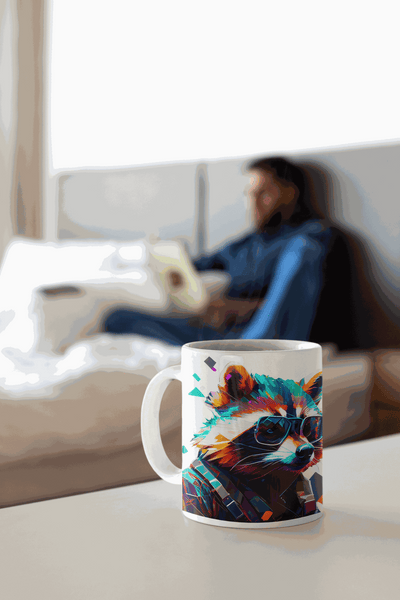 Raccoon ceramic coffee mug