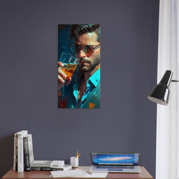 Luxury trendy canva, Man with wisky. Colorful Wall Art, canvas gift, Luisa Viktoria.