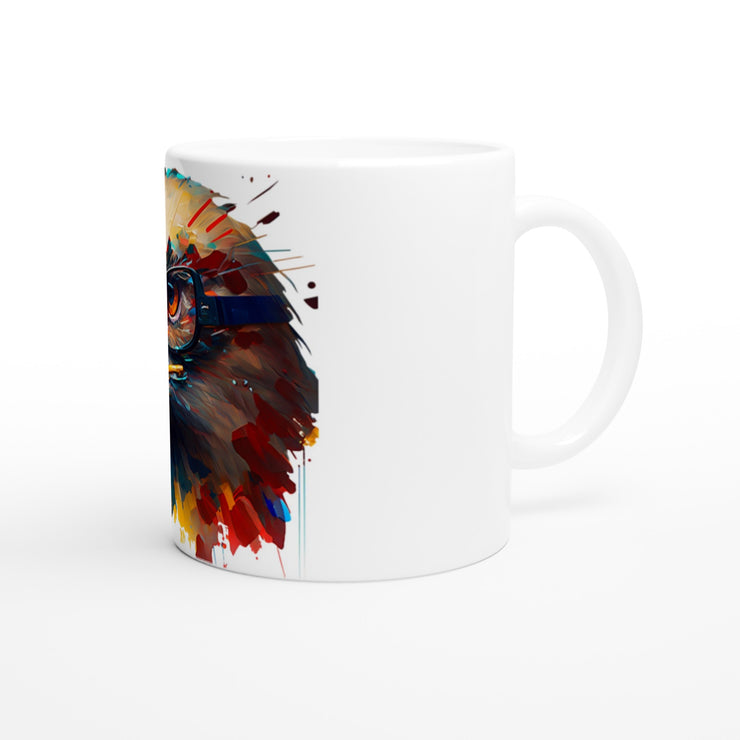 Ceramic Mug 11oz, Eagle with glasses, Design gift, by Luisa Viktoria