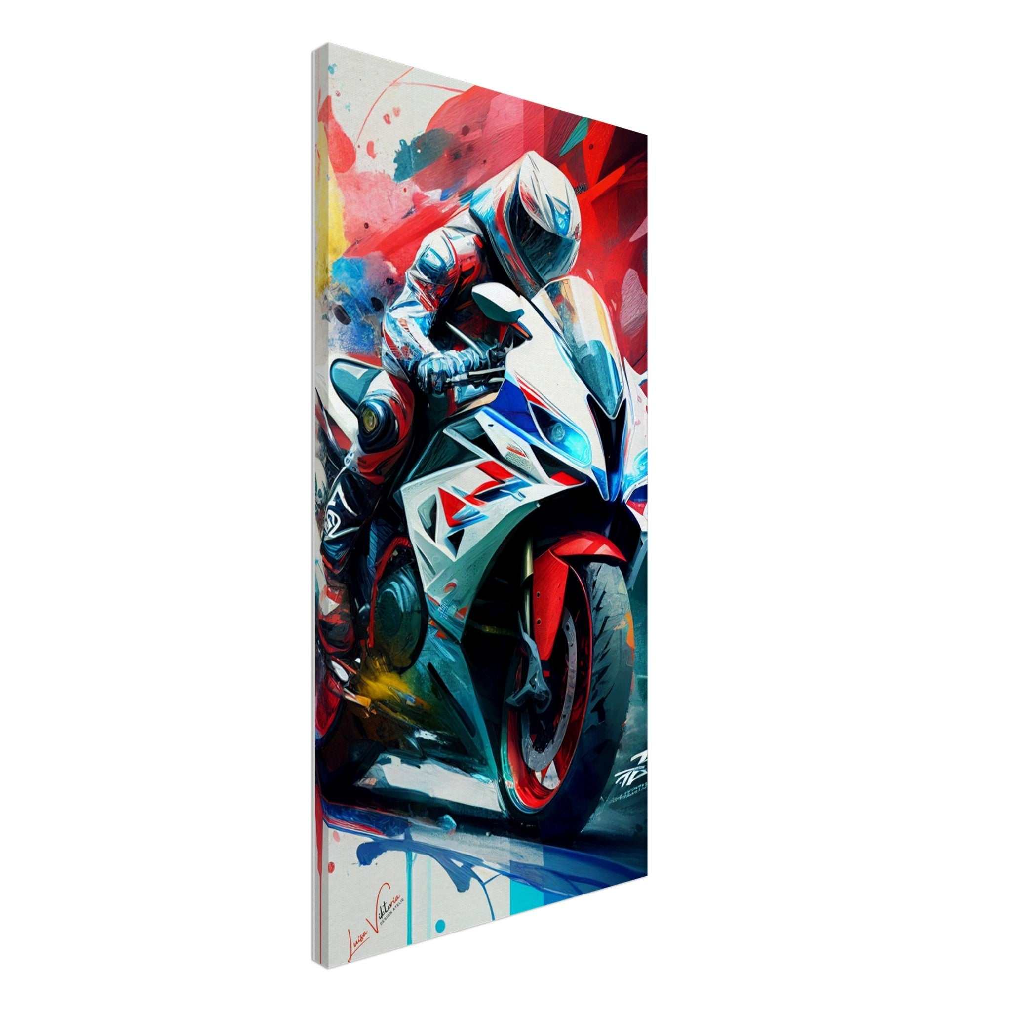Yamaha R1 Motorcycle vertical canvas wall art print