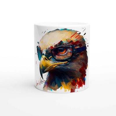 Eagle with glasses ceramic coffee mug Design gift, by Luisa Viktoria