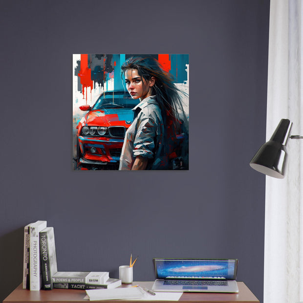 BMW girl, modern art, design gift, by Luisa Viktoria