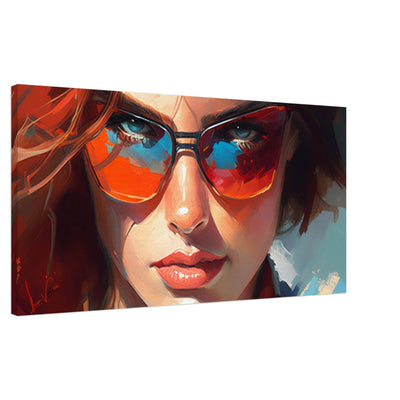 Red blue and white horizontal canvas wall art print Luisa-Viktoria