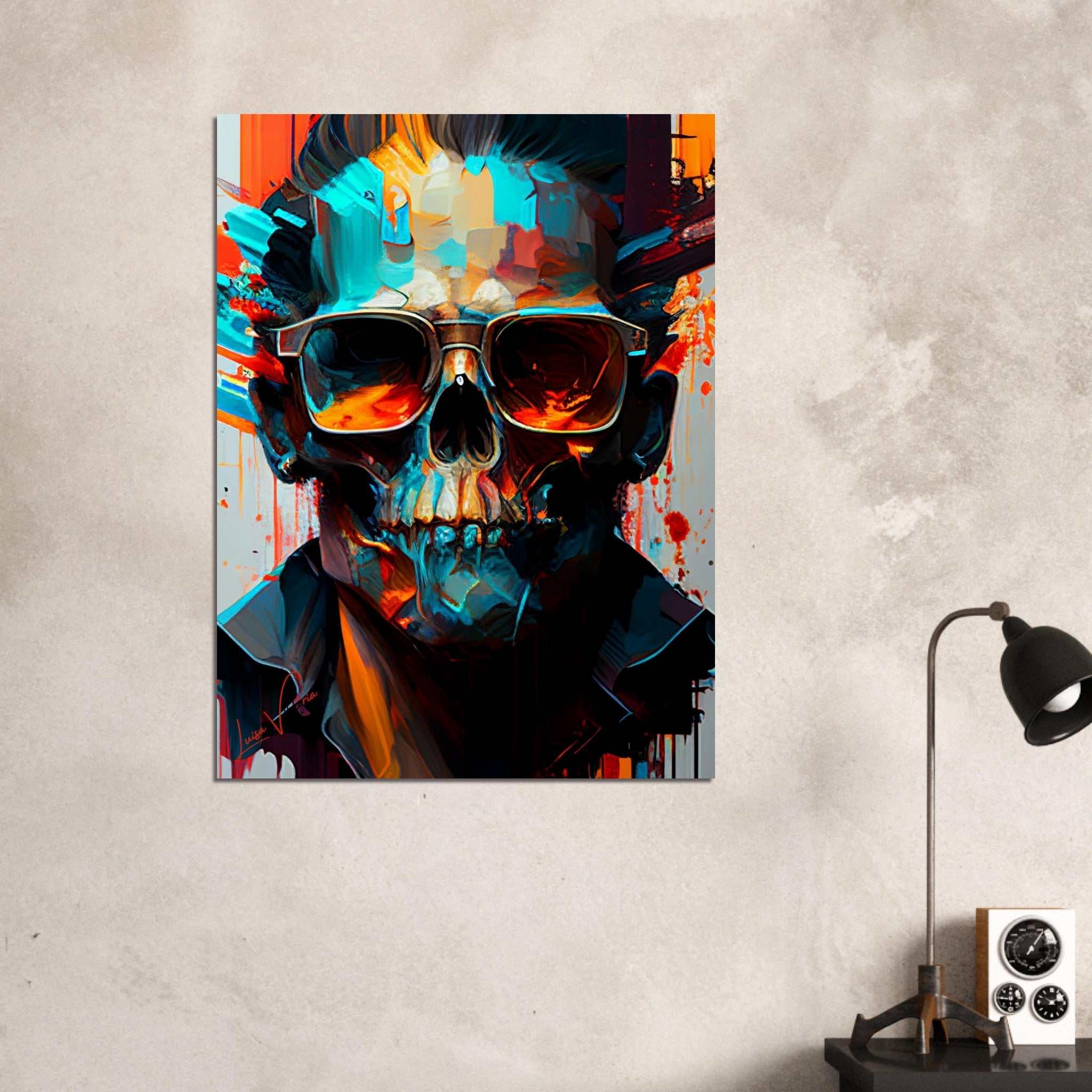 Man's skull colorful poster art print