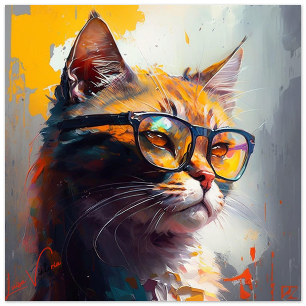 Forex prints, Cat with glasses, animal art, design gift, by Luisa Viktoria