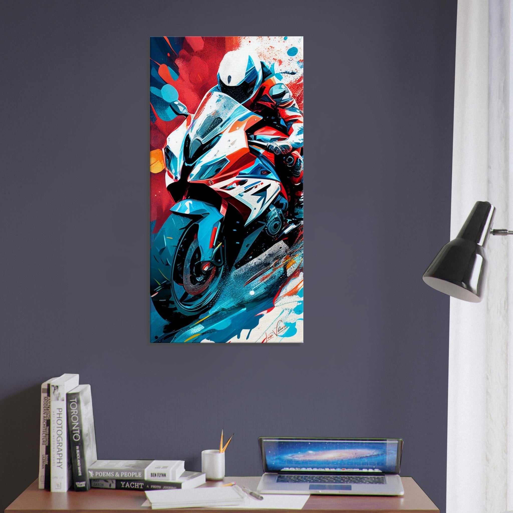 BMW S1000RR Motorcycle vertical canvas wall art print