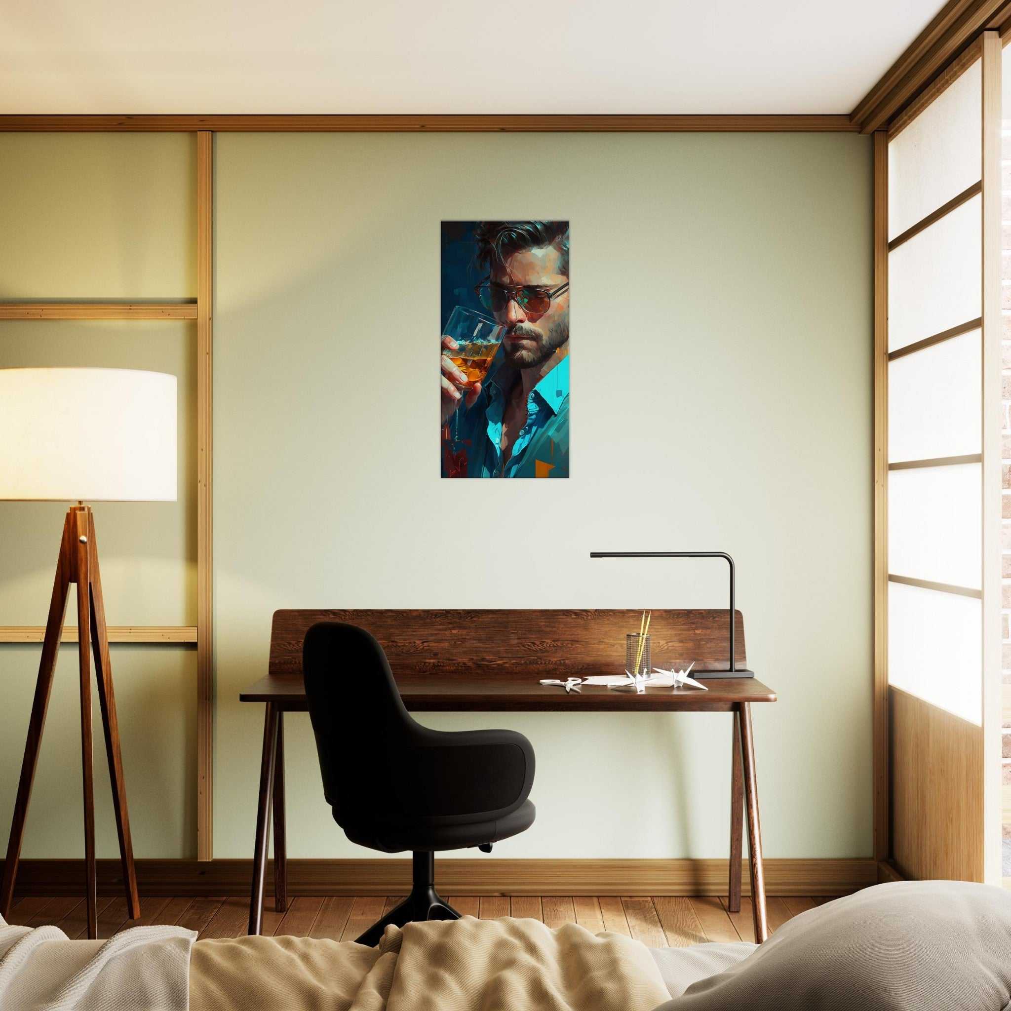 Man with whisky vertical canvas wall art print