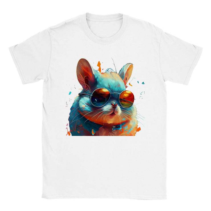 Unisex Trend Art Design T-Shirt. Chinchillas with glasses. Luisa Viktoria