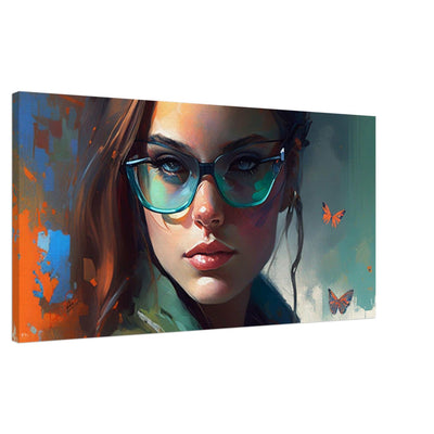Blue orange and green horizontal canvas wall art print Luisa-Viktoria