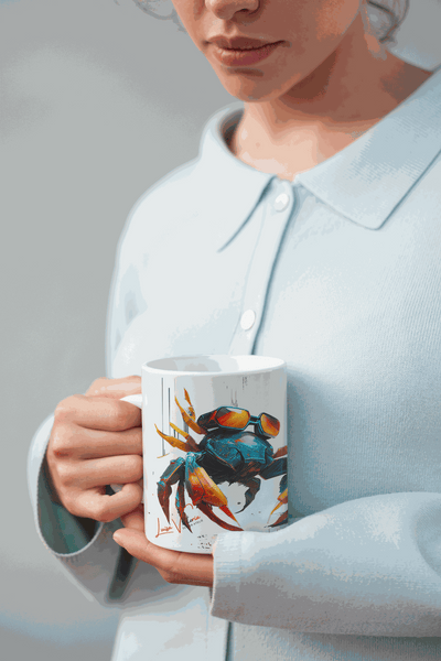Crab with glasses ceramic coffee mug