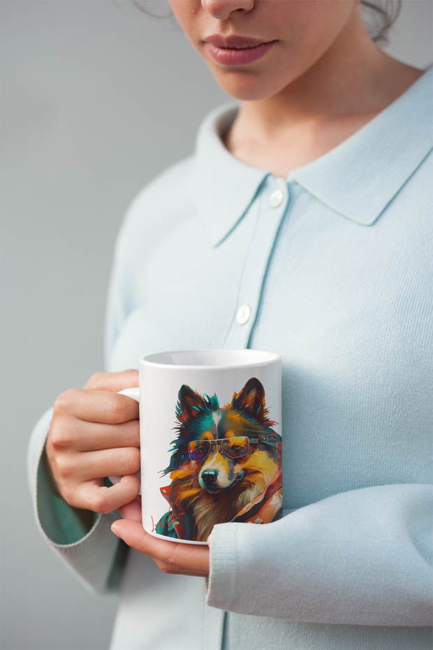 Ceramic Mug 11oz, Dog Collie, Design gift, by Luisa Viktoria