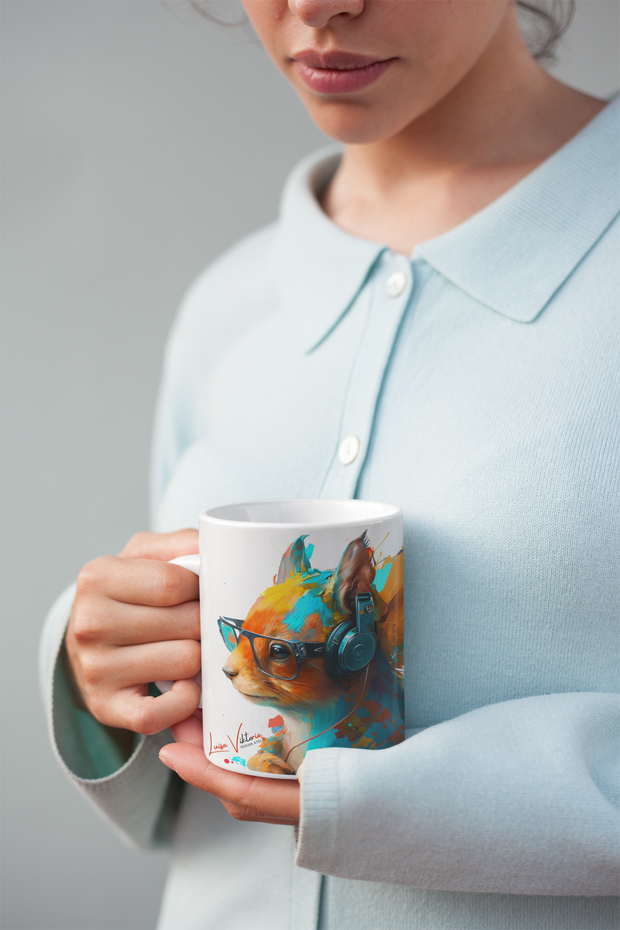 Ceramic Mug 11oz, Squirrel, Design gift, by Luisa Viktoria