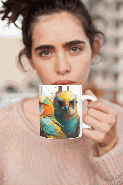 Budgies ceramic coffee mug