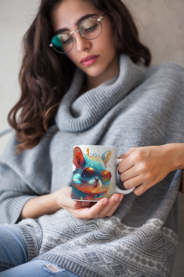 Ceramic Mug 11oz, Chinchillas, Design gift, by Luisa Viktoria