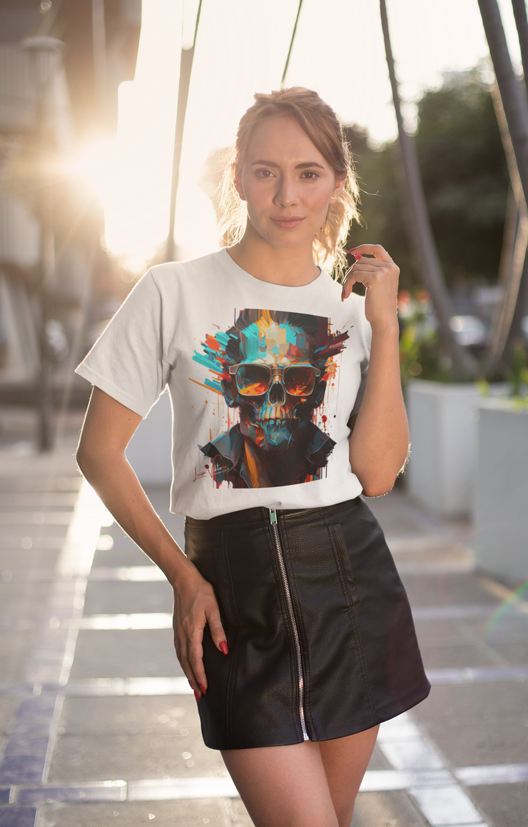 Trend Art Design T-Shirt. Skull with glasses.Luisa Viktoria